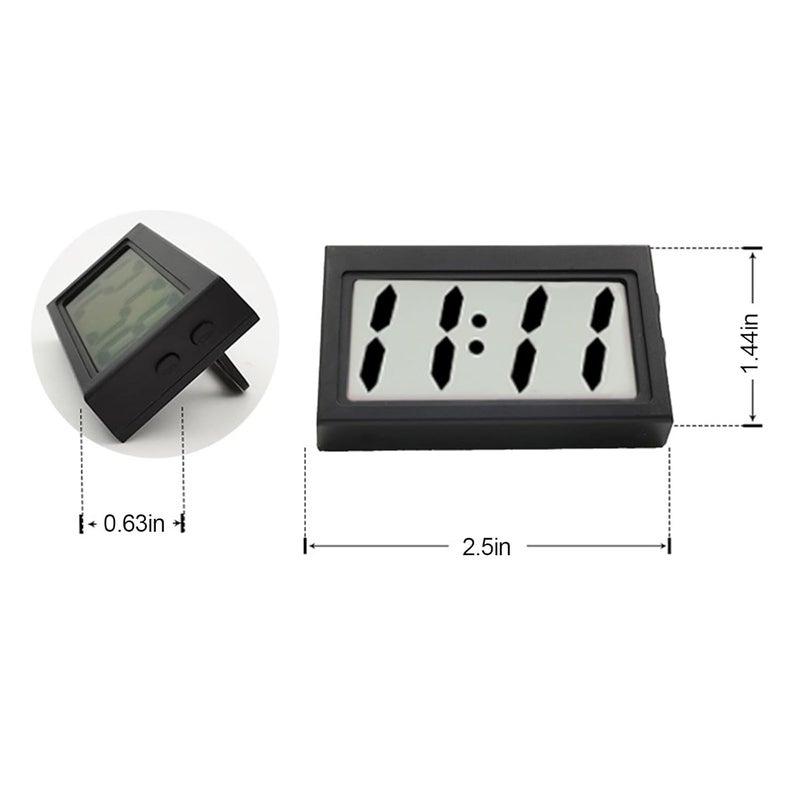 Shudyear 3PCS Small Digital Clock Mini Car Clock Mount Watch Desktop with Date Mountable with Large LCD Display for Office, Schoolbag, Vehicle, Car, Boat(Rectangle) - Image 2